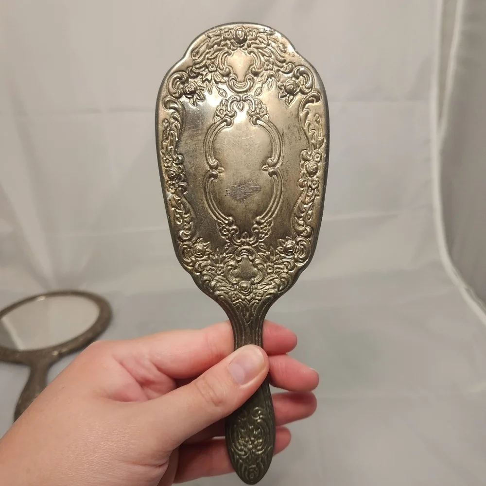 Vintage 3 Piece Sterling Silver Hand Held Mirror, Pocket Mirror and Hair…